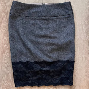 Stooshy Small Gray w/ Black Lace Pencil Skirt